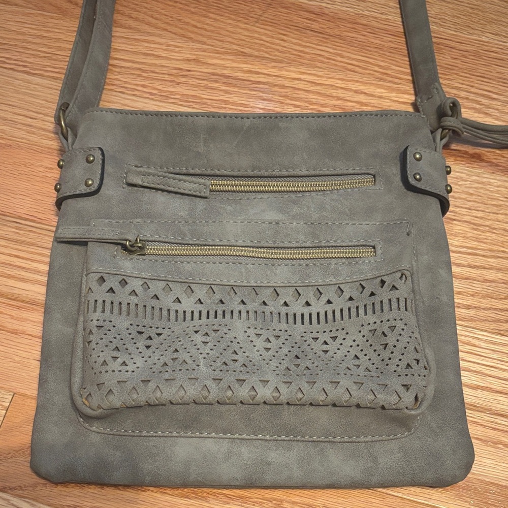 Grey Faux Leather Side Purse